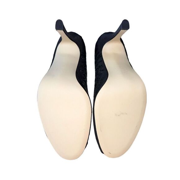 Caparros Nature Black Beaded Peau Peep Toe Heel Size Womens Size 10 GREAT CONDIT - Picture 11 of 13